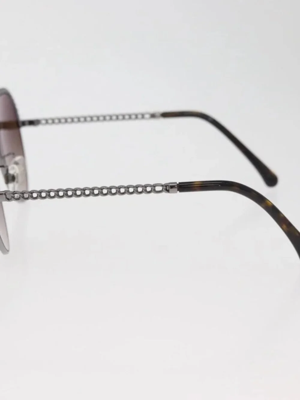 CHANEL Sunglasses metal Silver CC Auth 176091A